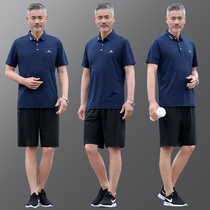 Middle-aged mens casual suit summer quick-drying sports suit large size dad short-sleeved shorts T-shirt running suit