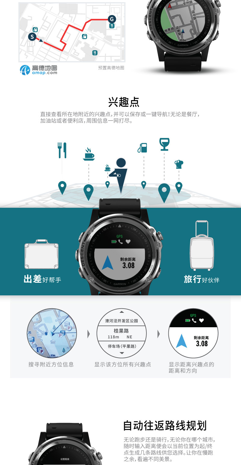 Đồng hồ đeo tay thể thao máy đo nhịp tim GPS Garmin Descent Mk1 GPS ngoài trời đa chức năng - Giao tiếp / Điều hướng / Đồng hồ ngoài trời đồng hồ apple watch