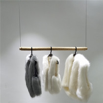 Clothing store hanger hemp rope wooden stick hanger wall steel wire hanging hanging Ring childrens clothing store display rack