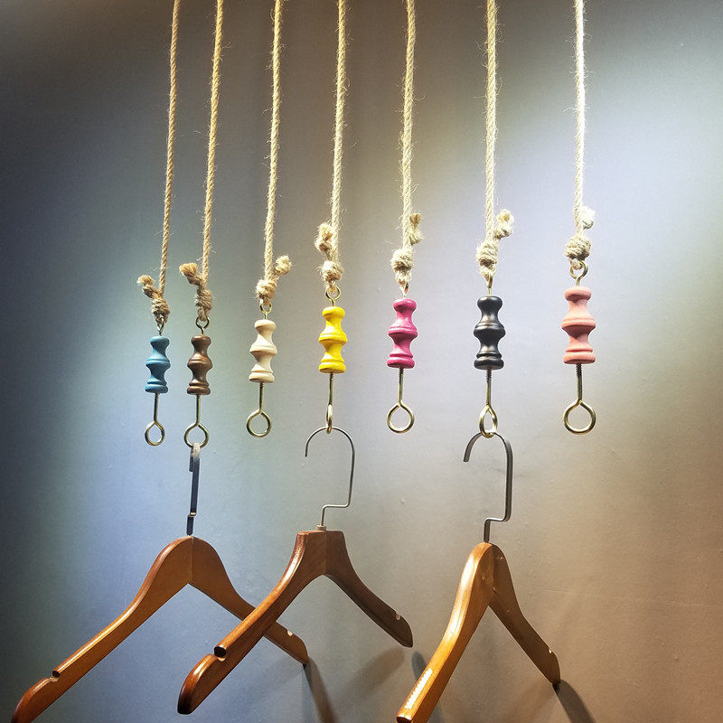 Hanging clothes hemp rope rack display garment store hanging hanging European retro hanging women's children's clothing shelves
