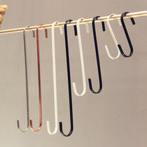 Flat hook lengthy S hook adhesive hook black and white clothing store adhesive hook flat S hook flat S hook display shelf S-shaped adhesive hook