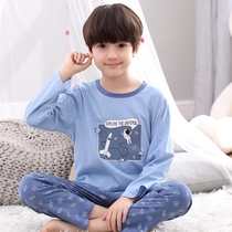 Teen Pyjamas Boys Junior High School Students Fall Long Sleeves Pure Cotton Thin boy Spring and autumn All cotton Home Residence Suit Suit