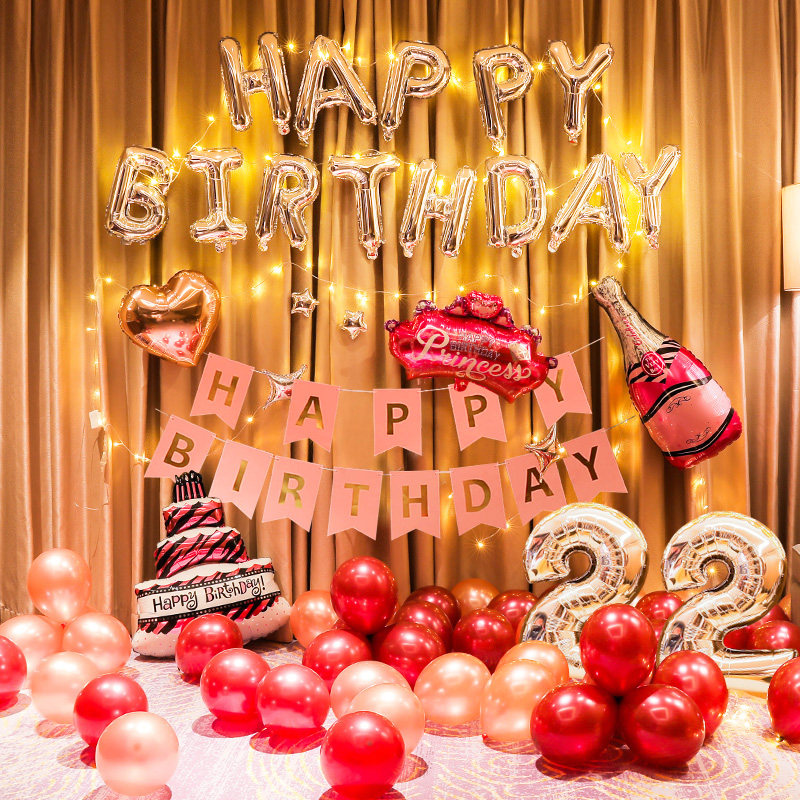 Birthday Decoration Scene Placement Party Decorations age Girls boys Children's theme Happy Balloon Background Wall