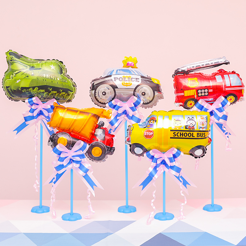 Children Birthday Mini Cartoon Car Engineering Car Table Floating Balloon Party Table Hotel Tabletop Decoration Arrangement