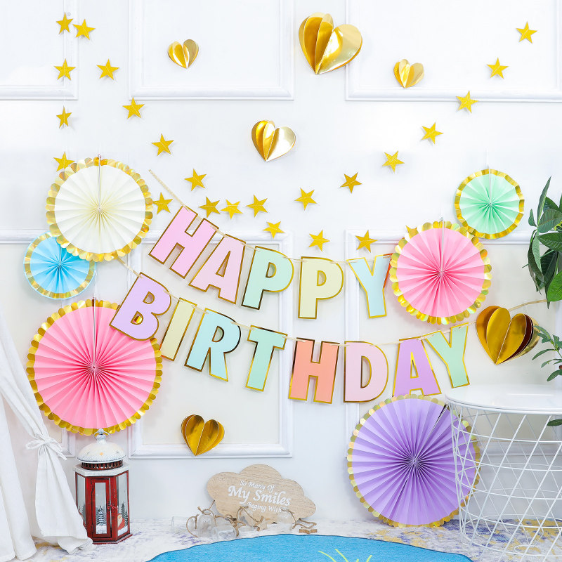 Baby one-year-old girl party theme dress up boy child birthday decoration scene decoration Girl baby ins