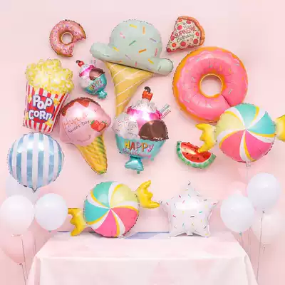 Children baby birthday party arrangement children's birthday adult party decoration donut ice cream balloon
