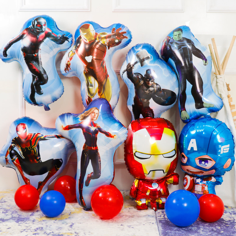 Boy Room Decorated Baby Birthday Scene Placement America Captain Spider Man Steelman Superman Aluminum Film Balloon