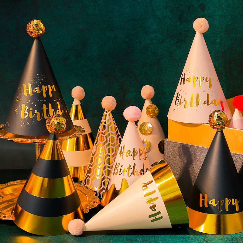 Small Red Books Ins Nets Red Photo Props Children Party Birthday Hat Cartoon Hush Gold Hat Party Costume