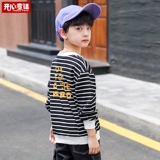 Весенняя футболка для мальчиков, лонгслив, осенняя толстовка, детская одежда, коллекция 2021, подходит для подростков, в корейском стиле, в западном стиле