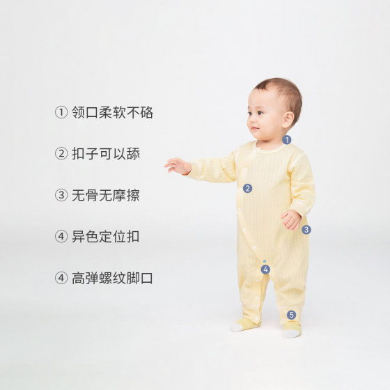aqpa baby jumpsuit pure cotton spring and autumn newborn romper romper men's and women's baby underwear open file long-sleeved