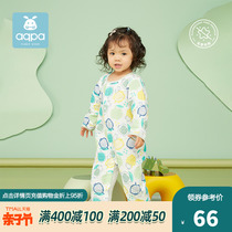 aqpa children gauze one-piece clothing thin baby summer long sleeve khaclothes breathable baby cartoon pure cotton climbing and climbing