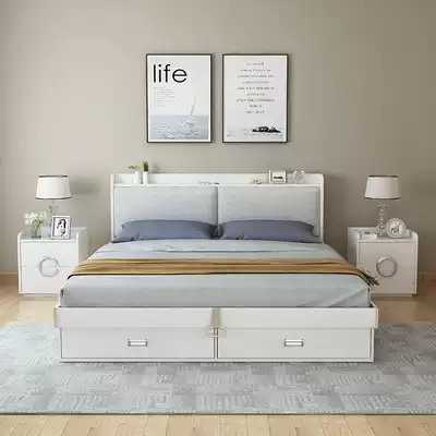 Bed master bedroom Double 1 8m bed modern simple 1 5 m drawer type bed cloth soft floor type high Box storage bed