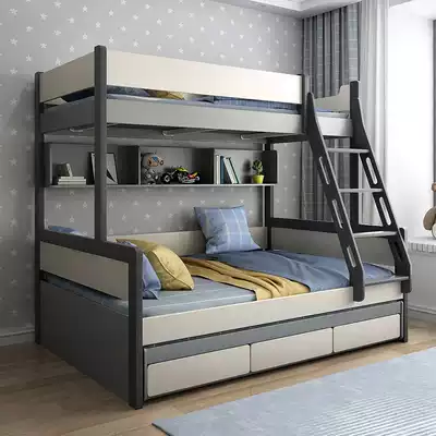 Nordic children's bed solid wood bed mother drag bed boys and girls room high and low bunk bed storage double bed