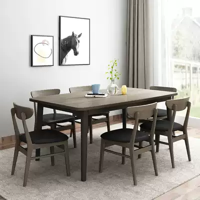Nordic dining table and chair combination household small apartment dining table modern simple one table four chairs dining room rectangular