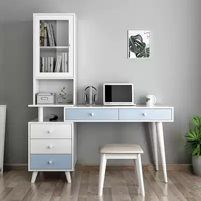 Nordic simple desk bookcase bookshelf integrated computer desk office telescopic corner computer desk storage