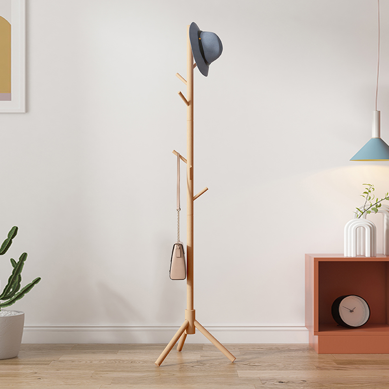 Modern minimalist home clothes hat rack detachable solid wood hanging clothes hanger floor bedroom door rear clothes rack