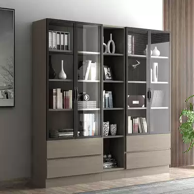 Nordic bookcase glass door free combination Household simple modern economical assembly locker storage cabinet storage