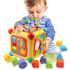 谷雨六面体早教益智动脑婴儿玩具儿童拼装积木0-1岁男女孩手拍鼓2
