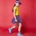 Trẻ em hip-hop hip-hop cô gái khiêu vũ trẻ em thủy triều rời điệu nhảy jazz JAZZ váy hiphop xếp ly váy trang phục - Trang phục