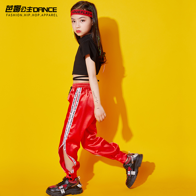 Trẻ em Jazz dance Hiệu suất ăn mặc mùa hè cô gái hip-hop hip-hop thiết lập mở rốn Vũ Suit Hàn Quốc phiên bản của trẻ em của trống rack.