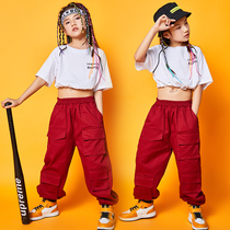 Children Street Dance Suit Girls Hip Hop Wave Loose Short Sleeves Pants Hiphop Clothes Girls Street Dance Costumes