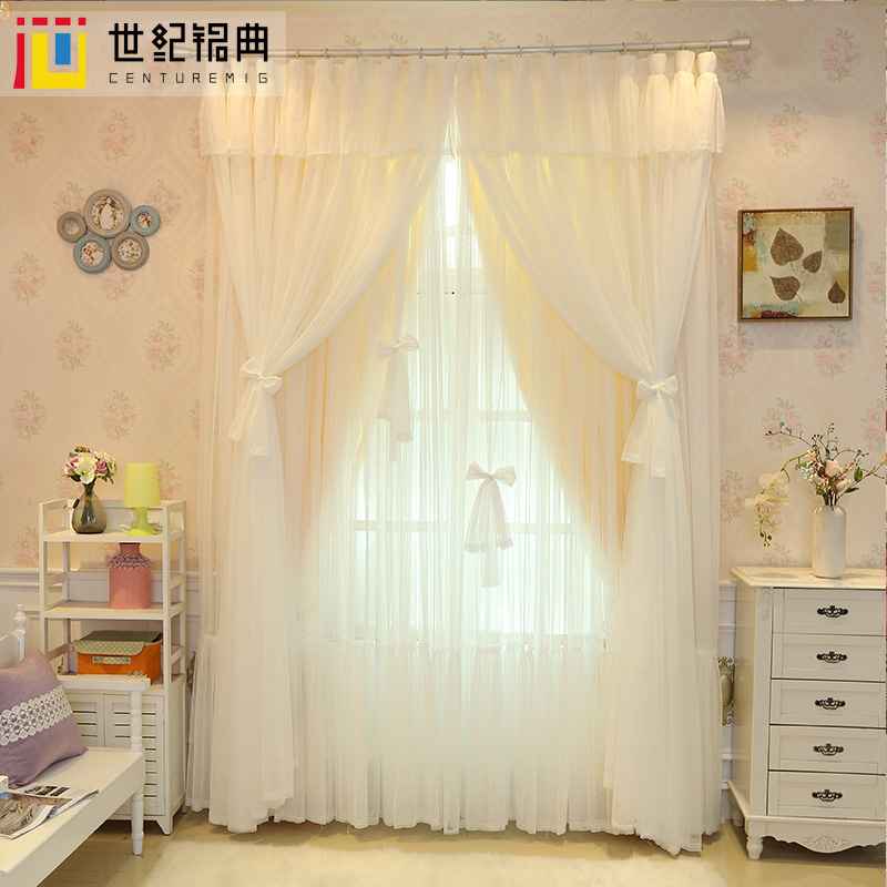 Korean style small fresh curtains Princess style wedding room Lace warm shading girl bedroom bay window Finished net red ins