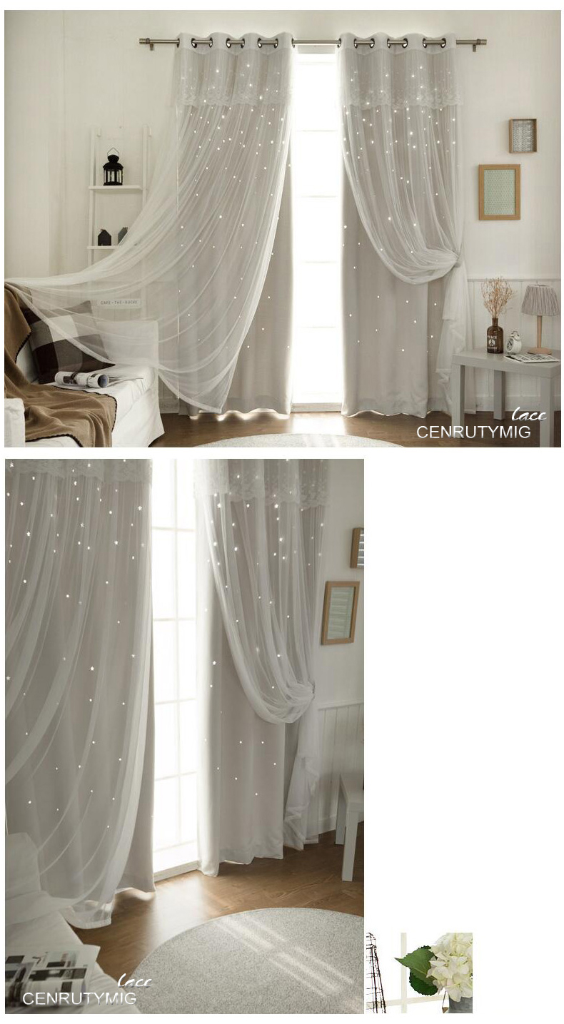 窗簾飄窗窗簾鏤空星星客廳臥室現代簡約北歐公主風歐式 CLJS