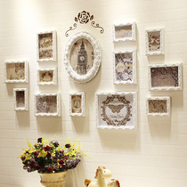  European-style solid wood photo wall Simple modern living room decoration photo background wall Creative one-piece combination photo frame hanging wall