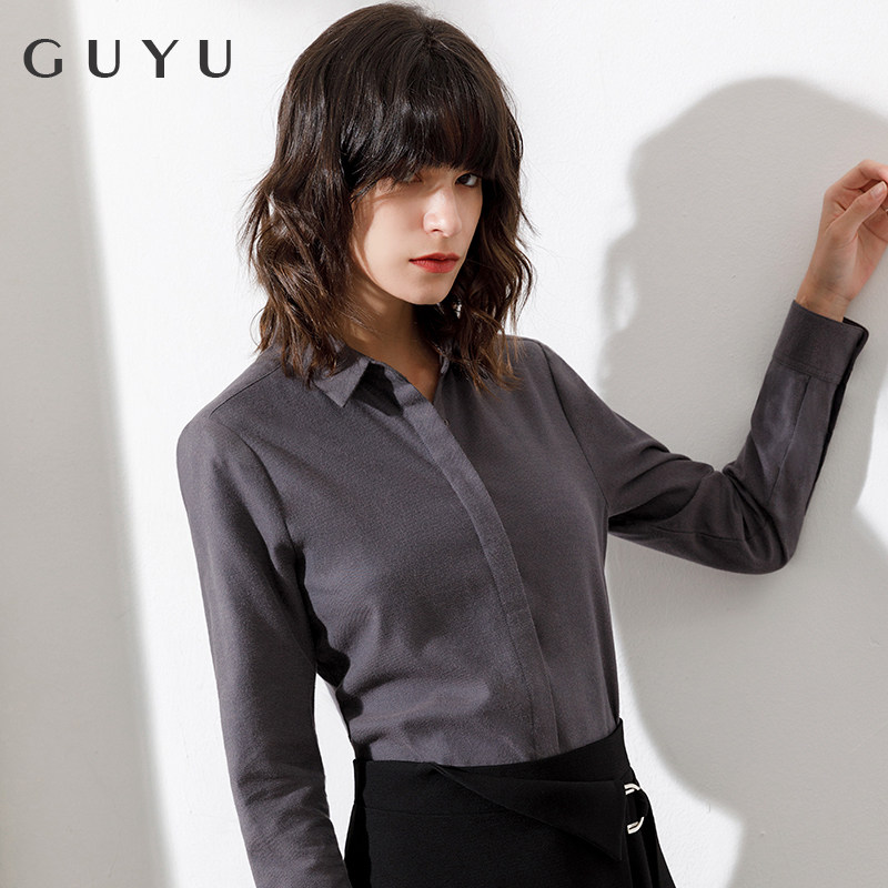 2022 spring new brushed shirt women's long-sleeved thickened base professional white shirt loose plus velvet inner top