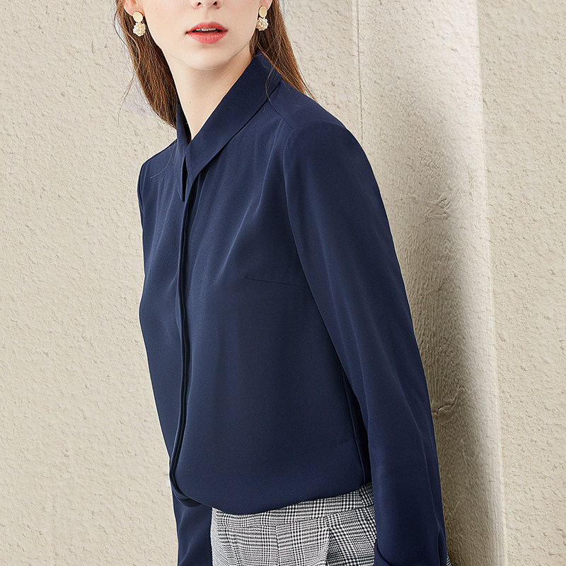 2022 autumn and winter new chiffon shirt women's long-sleeved temperament formal top professional white shirt plus velvet overalls