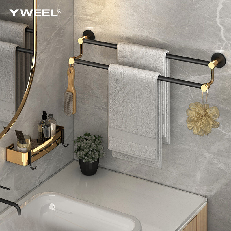 Dressing room Perforated Hair Towel Rack Bathroom Shelf Wall-mounted Toilet Stainless Steel Single Pole Double-Lever Towels rack