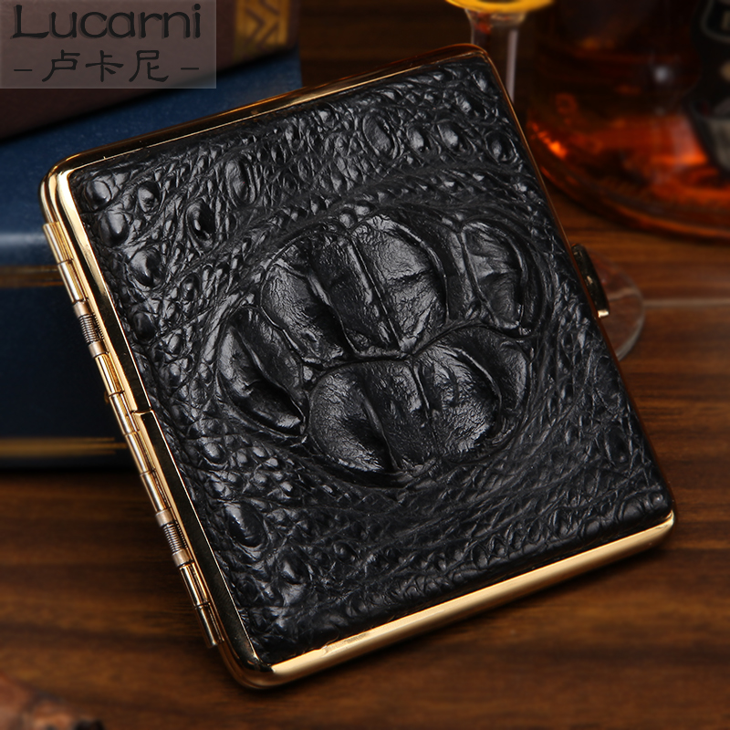 High-end cigarette case crocodile leather cigarette case leather flip cover 20 packs of golden ultra-thin men and women personality cigarette case