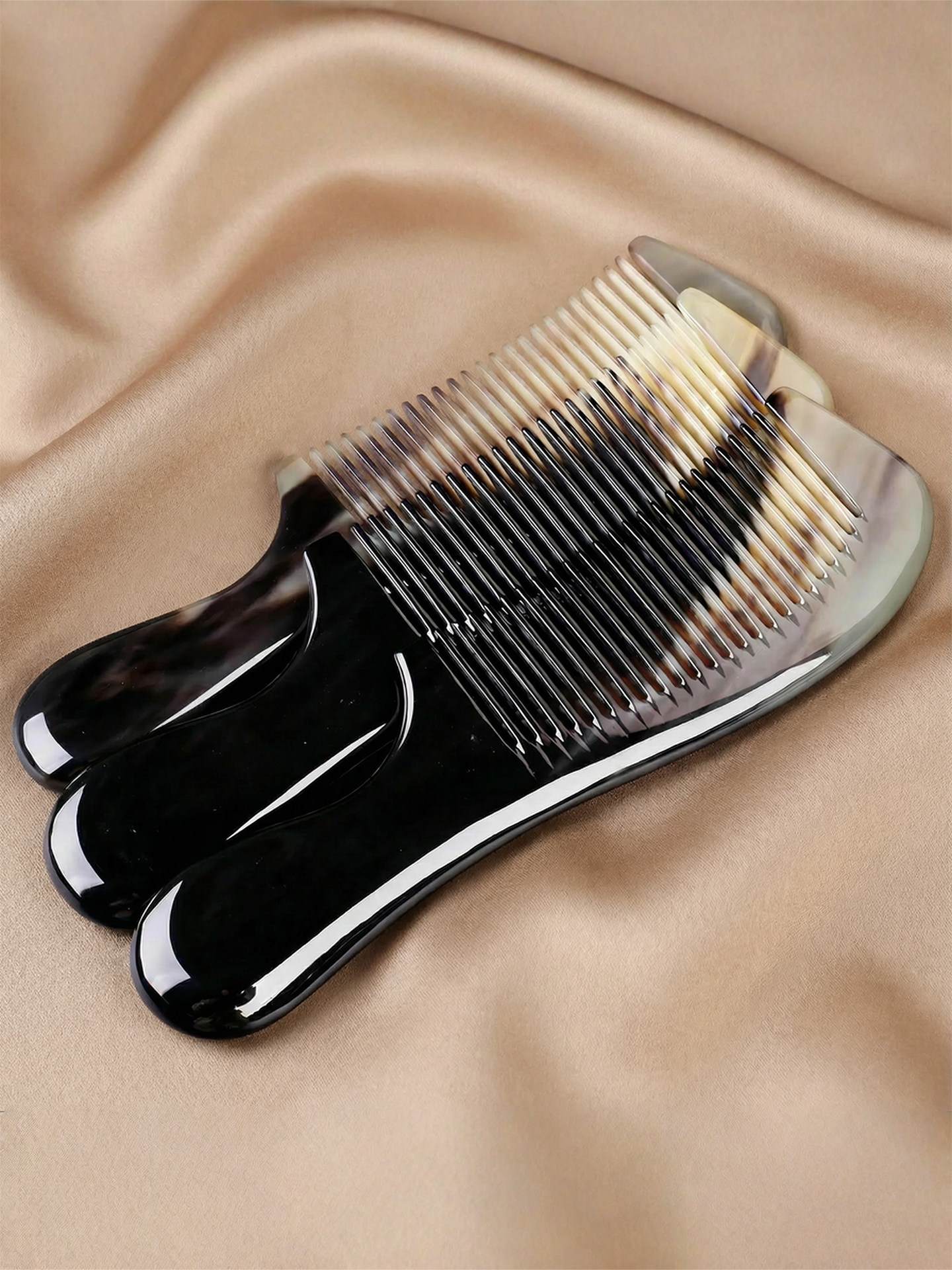 Authentic Natural Tibetan Yak Horn Comb, Thickened Version, Women's Long Hair Comb, Home Use Men's Scalp Massage Meridian Comb