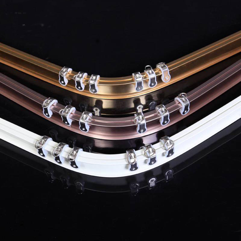 Bendable Aluminum Alloy Bent Rail L Type U Type Corner Floating Window Curtain Fitting Track Straight Rail Track Rail Roma Pole