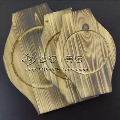 Explosive round bamboo board thickened wooden board Teppanyaki base steak wooden board tableware Wooden board binaural bowl pad