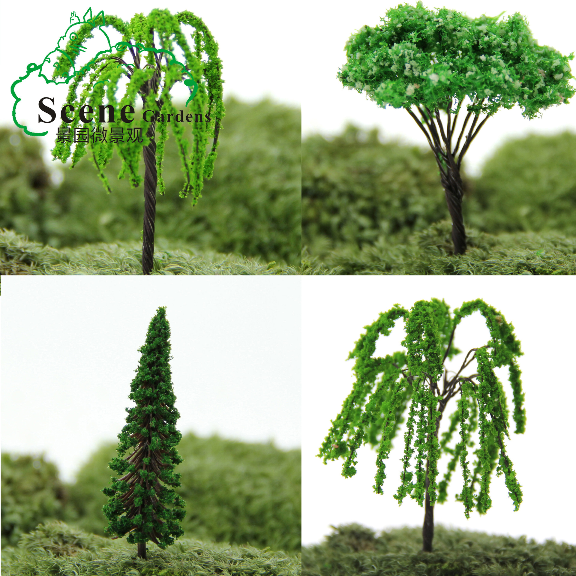 Micro Landscape Decoration Tree Building Mini Emulation Tree Accessories DIY Office Book Room Decoration Hem