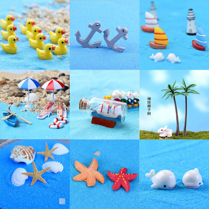 Moss micro-landscape succulent potted ornaments small ornaments beach style decoration flower pot DIY material package