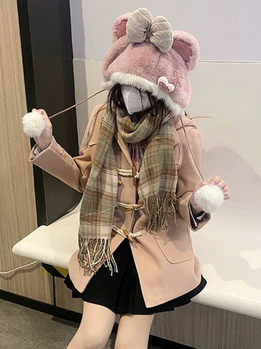 Розовое шерстяное пальто, длинная японская куртка для школьников, средней длины, подходит для подростков, увеличенная толщина