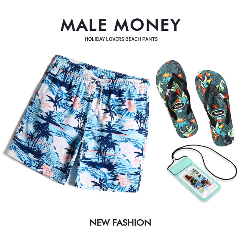 Landscape Summer Printing Leisure Beach Pants Men Dry Dry Large Cover Shorts Pre-Splash Quadren Pants