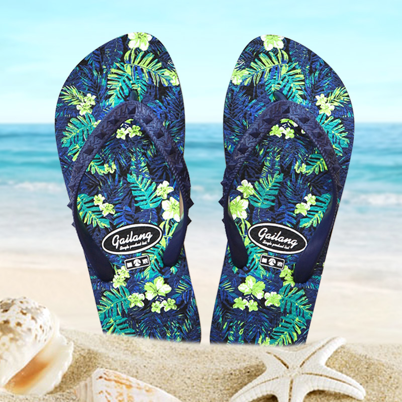 Beach slippers male summer couple word drag indoor non-slip soft bottom large size outside wear fashion clip drag personality cool slippers