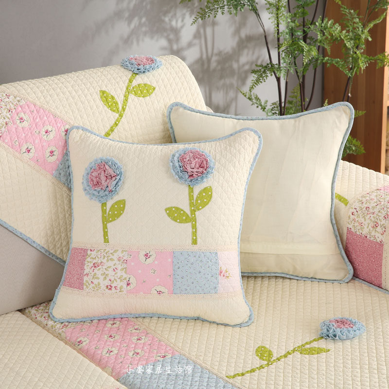Han Style Fields Garden Quilted Pillow Cover Without Core 45X45 Living-room Sofa Bed Car Backrest Waist Cushion Square