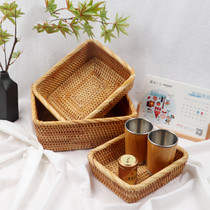 Handmade Vietnamese rattan storage basket picnic basket fruit and vegetable candy snack biscuit storage basket three-piece set