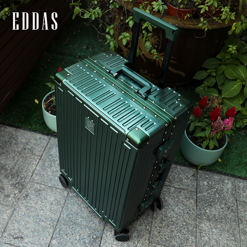 EDDAS new aluminum frame suitcase 24 male and female universal wheel trolley case 20 boarding leather case 26 inch suitcase