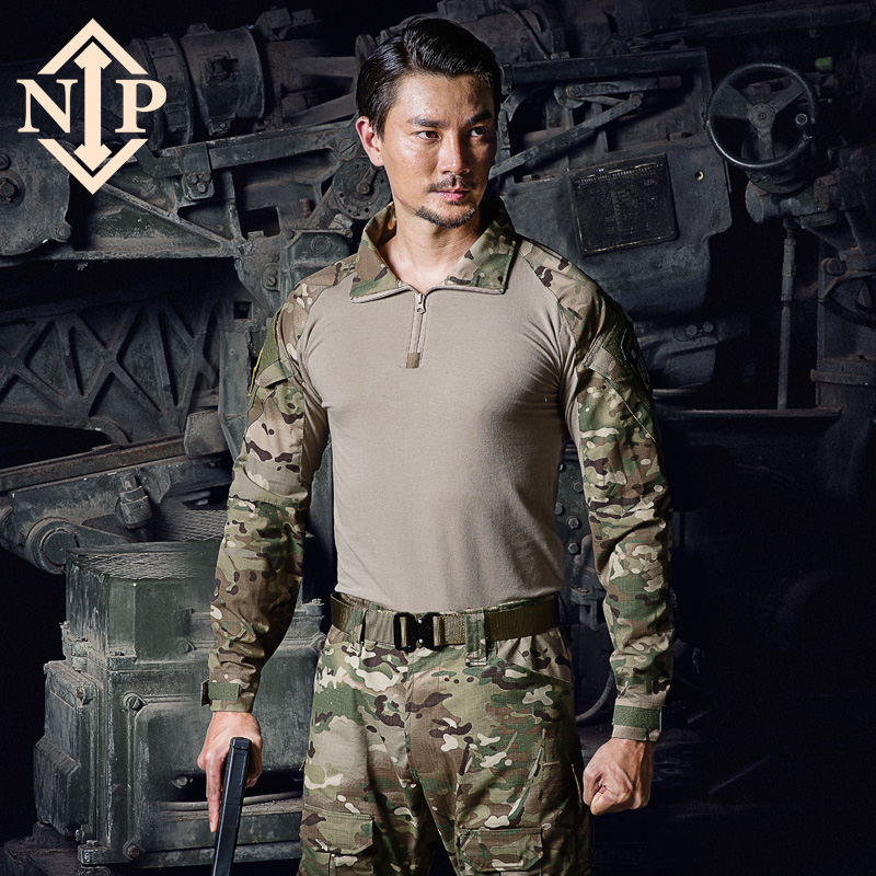 NIP military fan outdoor men's special forces tactical CP camouflage jacket Slim long-sleeved T-shirt tight frog suit top