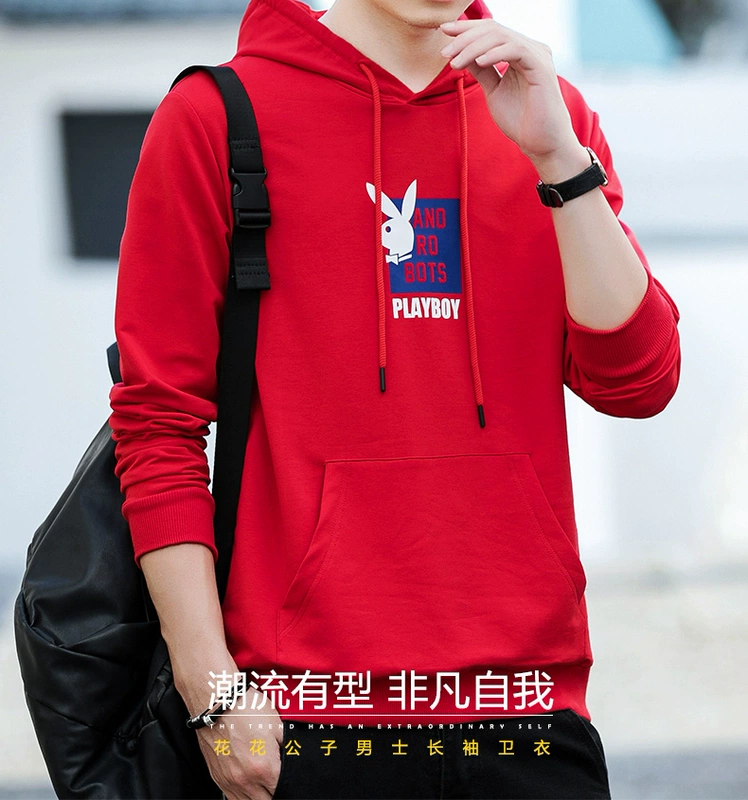 Áo len nam Playboy mùa thu và mùa đông nam cộng với áo len nhung ấm áp cho nam