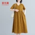 Phụ nữ mùa hè mới năm 2020 eo eo thon gọn khí chất giản dị váy dài mùa hè váy retro cotton và vải lanh phụ nữ - Váy dài Váy dài