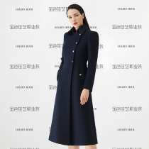 women's mid-length woolen coat 2022 new flight attendant business wear thick cashmere woolen coat