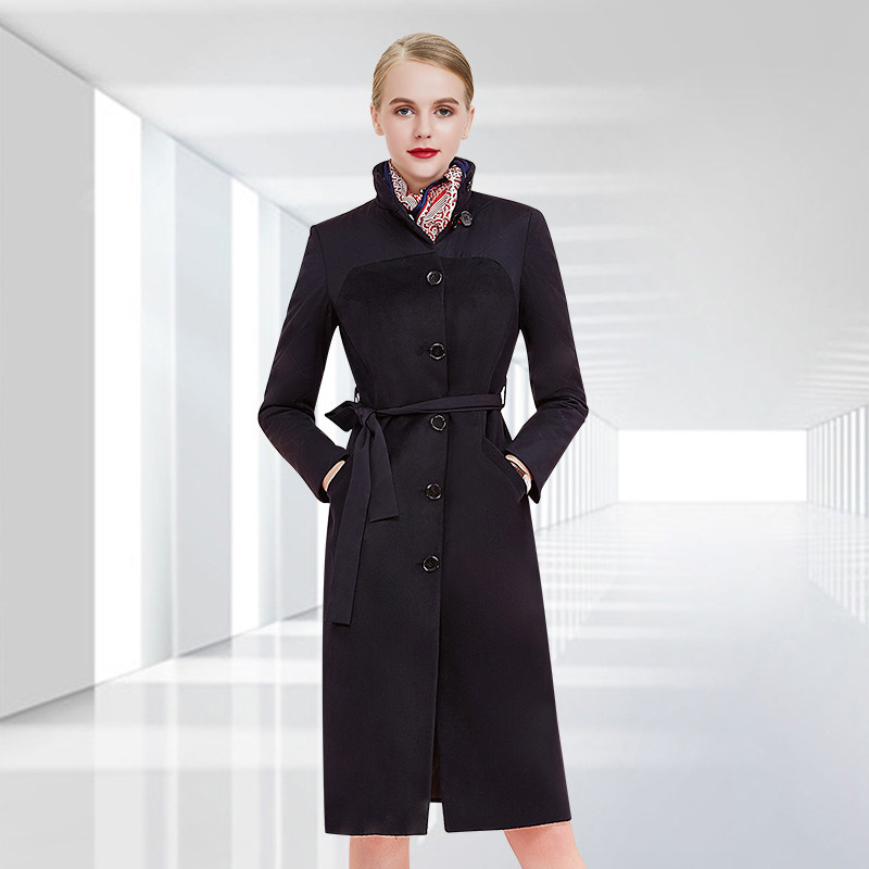 East Airlines flight attendant Grand coat Winter 2022 The new mid-long version high-end cashmere work clothes, and what about the cotton wool jacket
