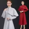 Hna stewardess uniform tweed coat women's 2021 new long version of high-end cashmere atmospheric woolen cape coat