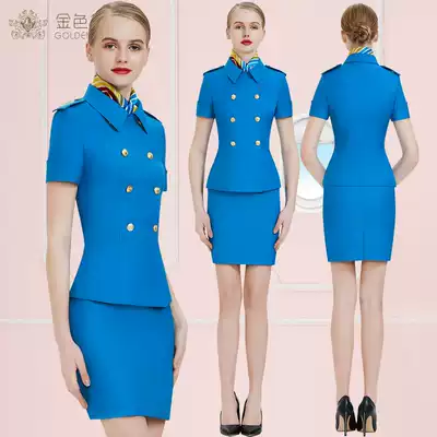 Flight attendant uniform professional suit two-piece skirt women's summer short-sleeved overalls custom civil aviation stewardess uniform female
